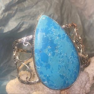 Large Santa Rosa Turquoise natural gemstone statement cuff